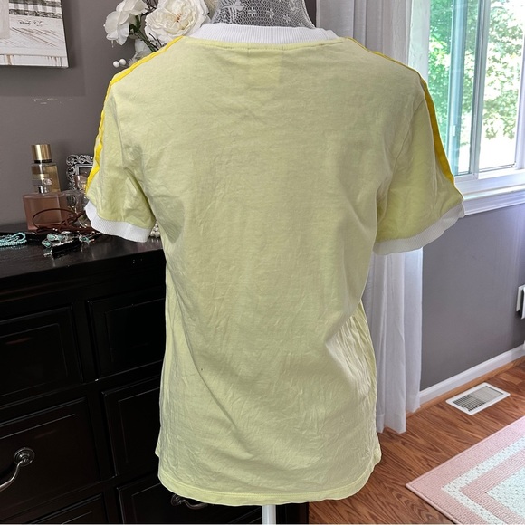 Adidas Originals 3-Stripes Trefoil Ringer Tee Yellow White T-Shirt Size Medium - Picture 5 of 13